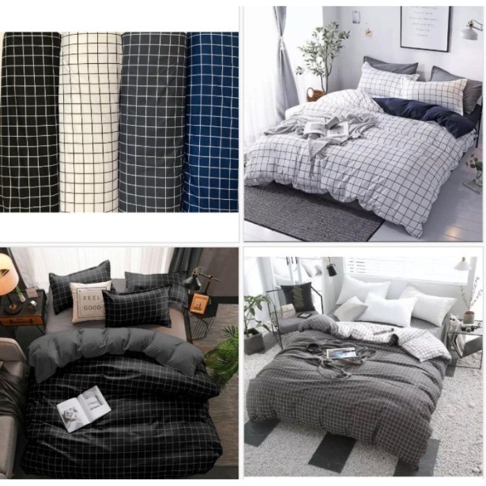SPREI POLOS /SPREI AESTHETIC MOTIF KOTAK KOTAK 120x200 160X200 180X200 - Random, 120 x 200 Berkualit