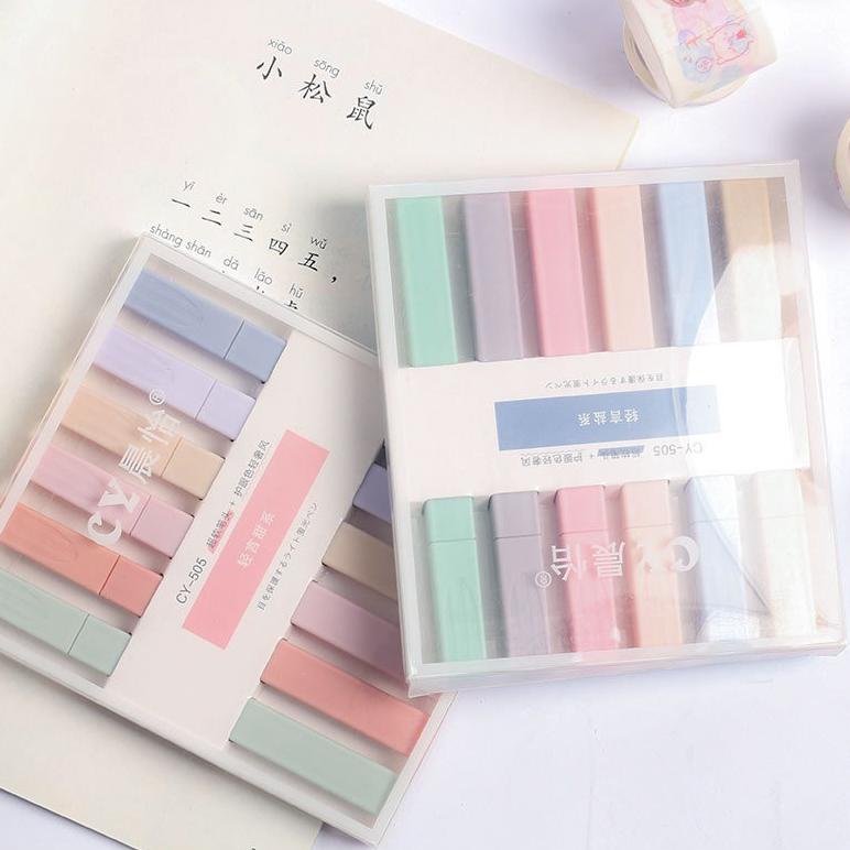 

Vintage Highlighter 6Pcs Set / Stabilo Warna Retro Soft Tip Bujo Journaling