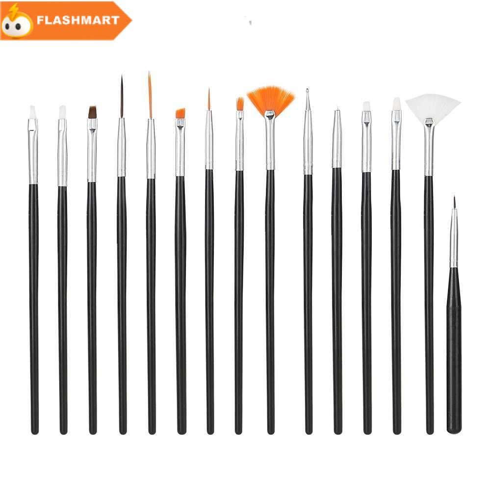 FLASHMART Kuas Kutek Kuku Brush Nail Art Dotting Tools 15 PCS - N1800