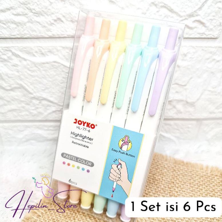 

Highlighter Joyko Warna Pastel 1 Set Isi 6 Pcs / Stabilo Joyko Warna Warni Pastel