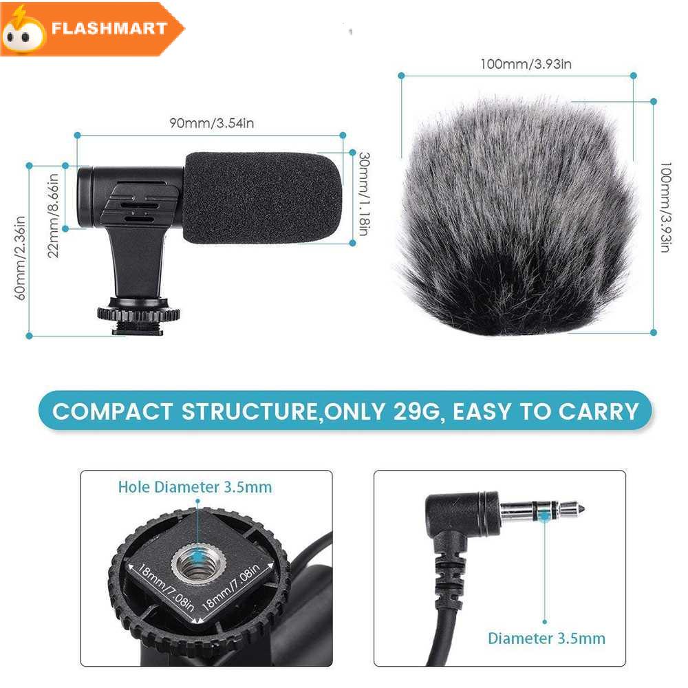 FLASHMART TaffSTUDIO Camera DSLR Shotgun Microphone 3.5mm - MIC-06