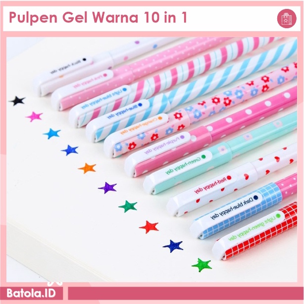 

Pulpen Gel Warna 10 in 1
