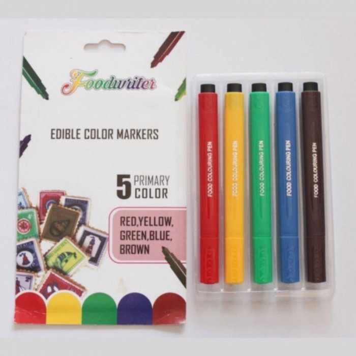 

Spidol Food Writer Colour 5Pcs / Edibel Clour Pen Spidol Untuk Makanan