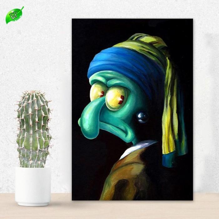 Hiasan dinding wall decor poster lukisan mahakarya squidward spongebob Best Seller