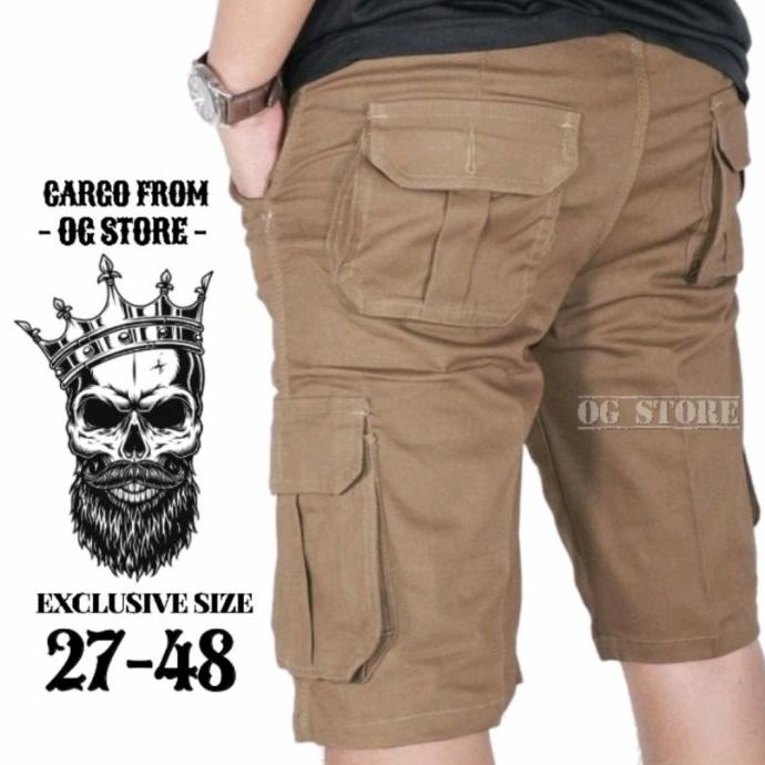 Celana Pendek Cargo Pria Bahan Katun Melar Jumbo Big Size