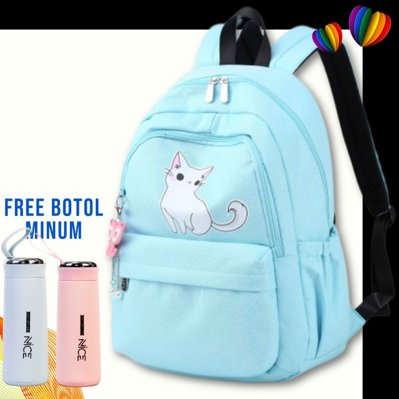 Tas Ransel Wanita Tas Ransel Sekolah Motif Kucing Tas Backpack Sekolah