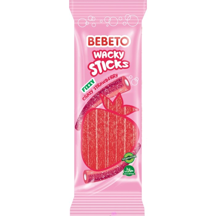 

BEBETO WACKY STICK FIZZY STRAWBERRY 180GRAM IMPORT PERMEN LUNAK GUMMY