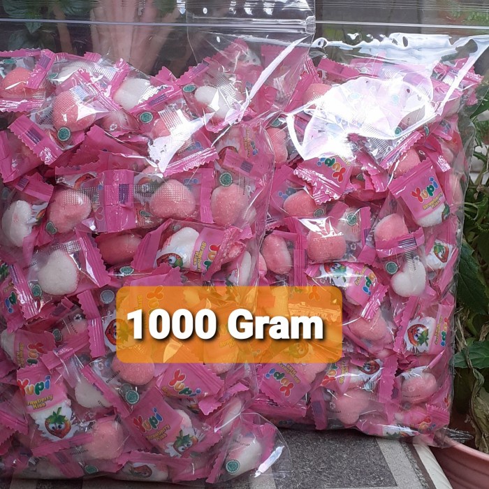 

Ready Stock YUPI KISS STRAWBERRY KILOAN REPACK MURAH 1000 Gram