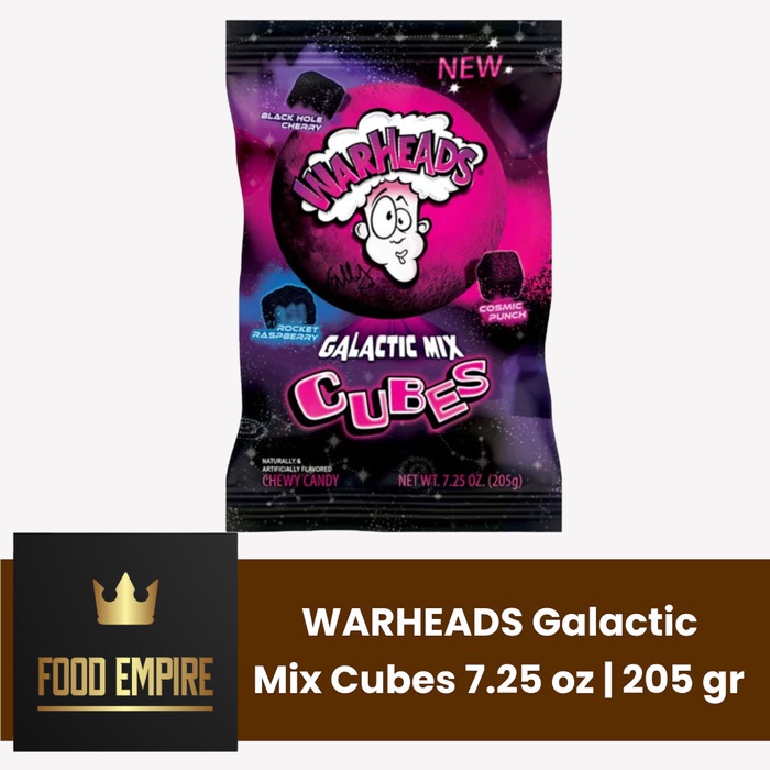 

WARHEADS Galactic Mix Cubes 7.25 oz Sour Chewy Candy 205 gram