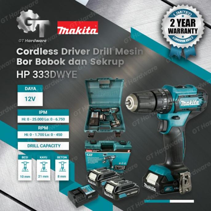 +%+%+%] Makita Hp 333 HP333DWYE HP333D Cordless Hammer Drill Bor Bobok batera