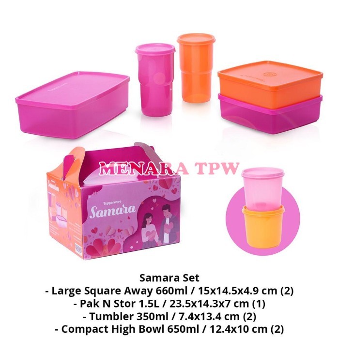Octanita_Id- Tupperware Samara Set Kado Hampers Isi 7Pcs Botol Kotak Toples