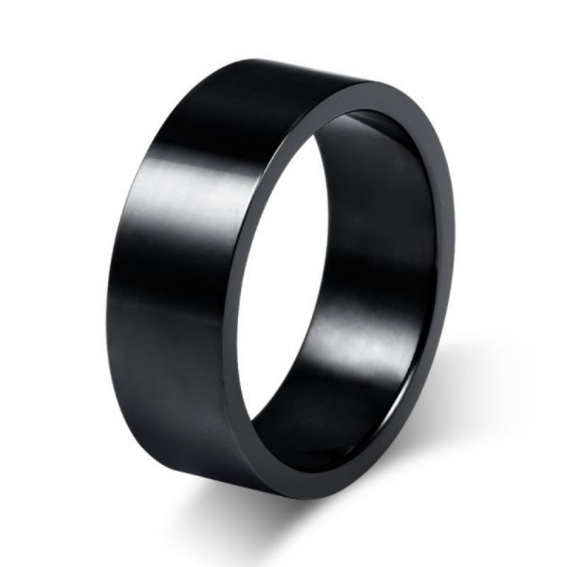 Cincin Pria Hitam Cincin Titanium Asli Perhiasan Anti Karat & Anti Pudar