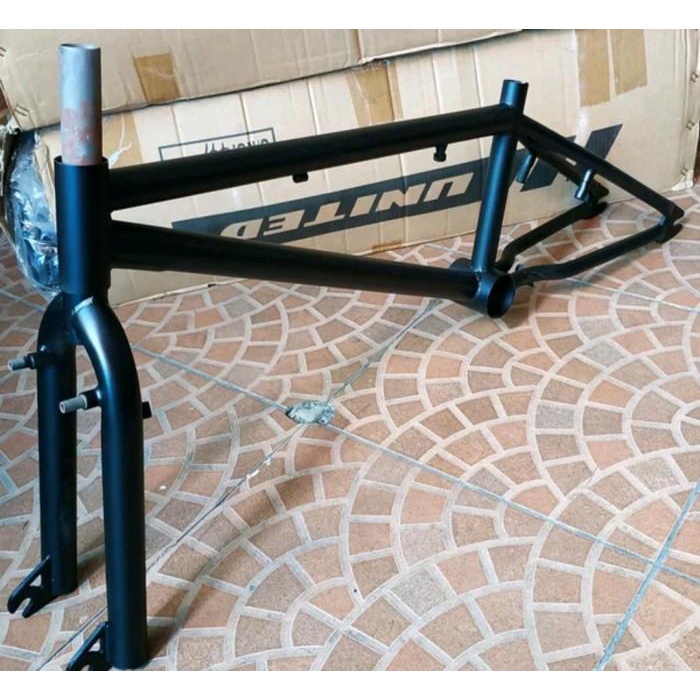 Terlaris Frame + Fork Bmx 20 Steel Hitam Matt Oversized Murah Os