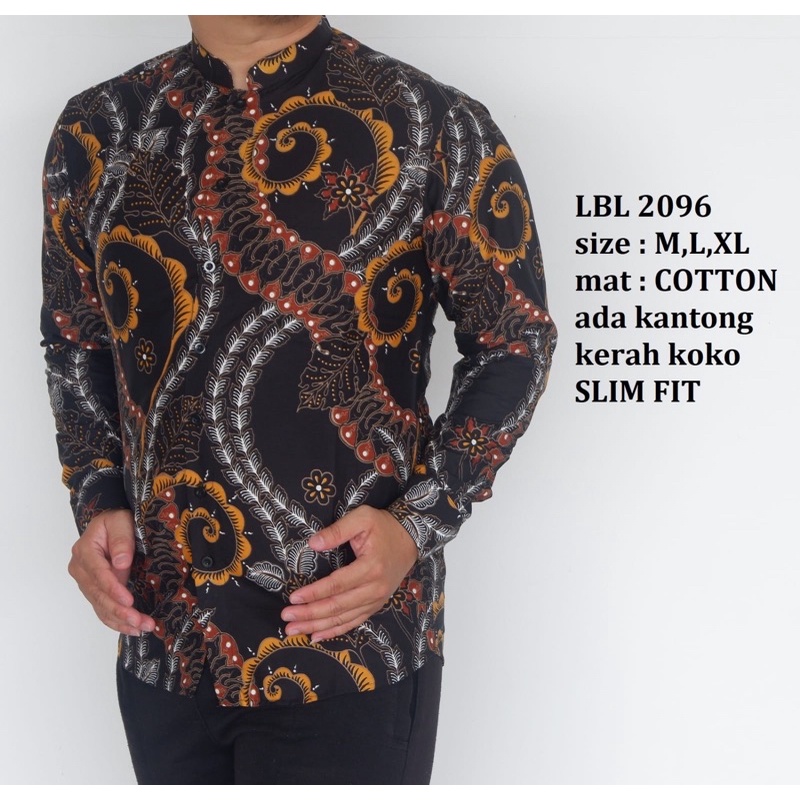 BAJU KERAH KOKO BATIK SLIMFIT LENGAN PANJANG BATIK PRIA LBL 2096