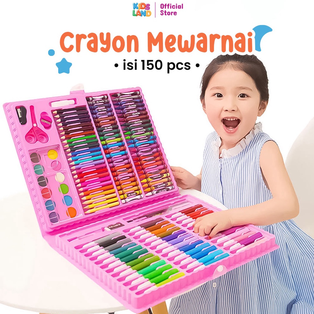 

[PRODUK-B0VE875] Krayon Anak Set Koper 150 in 1 Crayon Full Alat Melukis Mewarnai Set KIDS LAND Seller )V