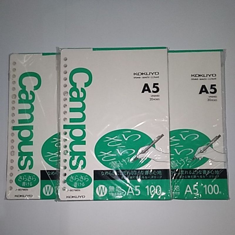 

LOOSE LEAF KOKUYO A5 N 807 WEN 100 LEMBAR POLOS
