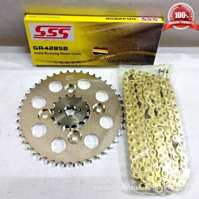 GEAR SET SSS SUPRA X 125 KHARISMA 428 15 38 SB GOLD REAL