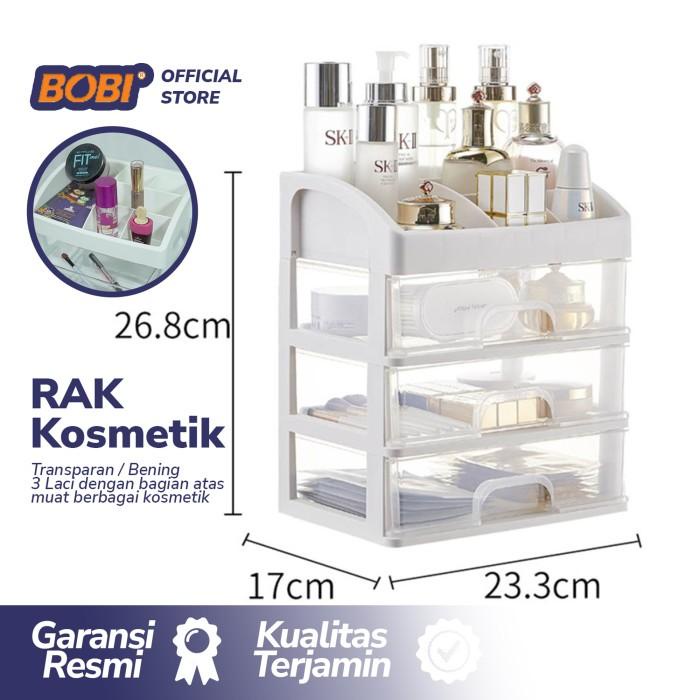 Best Seller Rak Kosmetik Putih / Rak Make Up Susun Plastik 3 Laci Putih Plastik