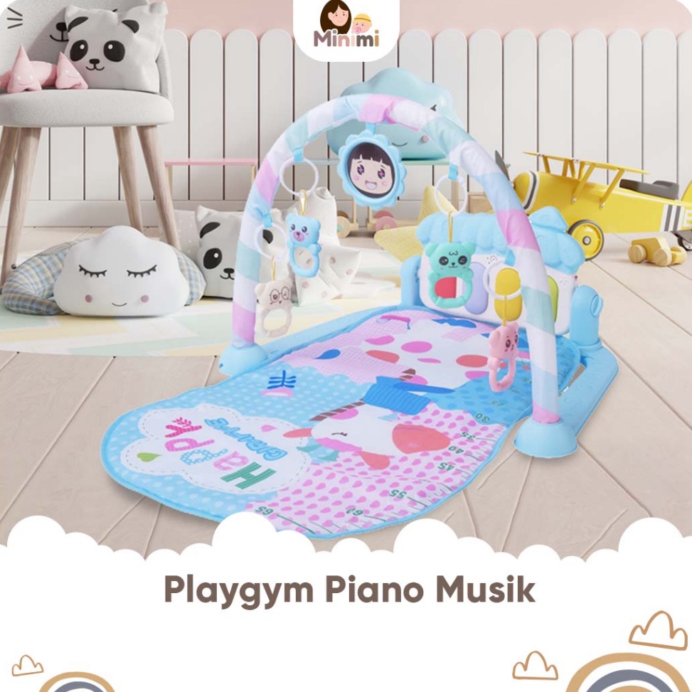 LANGSUNG ATC Minimi Baby Playgym Playmate Set Music Play Gym Happy  Matras Mainan Anak Mainan Bayi P