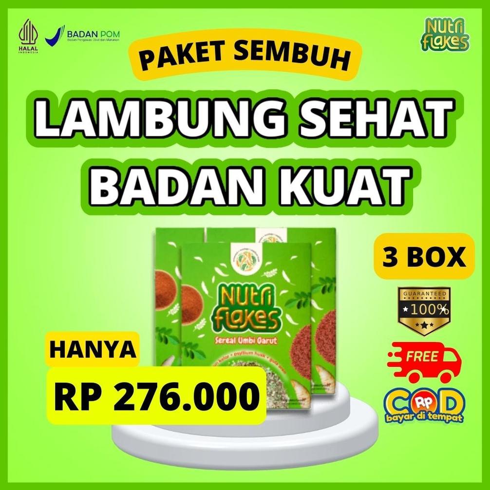 

[PAKET 3 BOX] | Nutriflakes | Sereal Umbi Garut Mampu Mengatasi Masalah Asam Lambung Maag dan Cocok Untuk Diet Best Seller