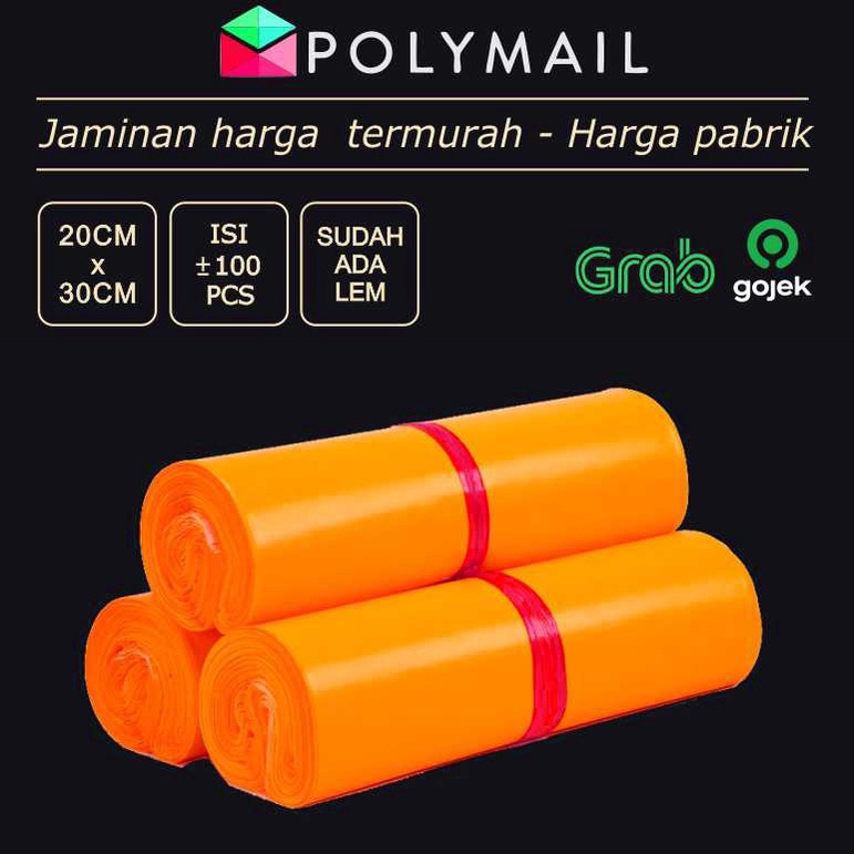 

Kualitas Premium.. POLYMAILER ±100PCS 20x30CM ORANGE GLOSSY PLASTIK PACKING VS8