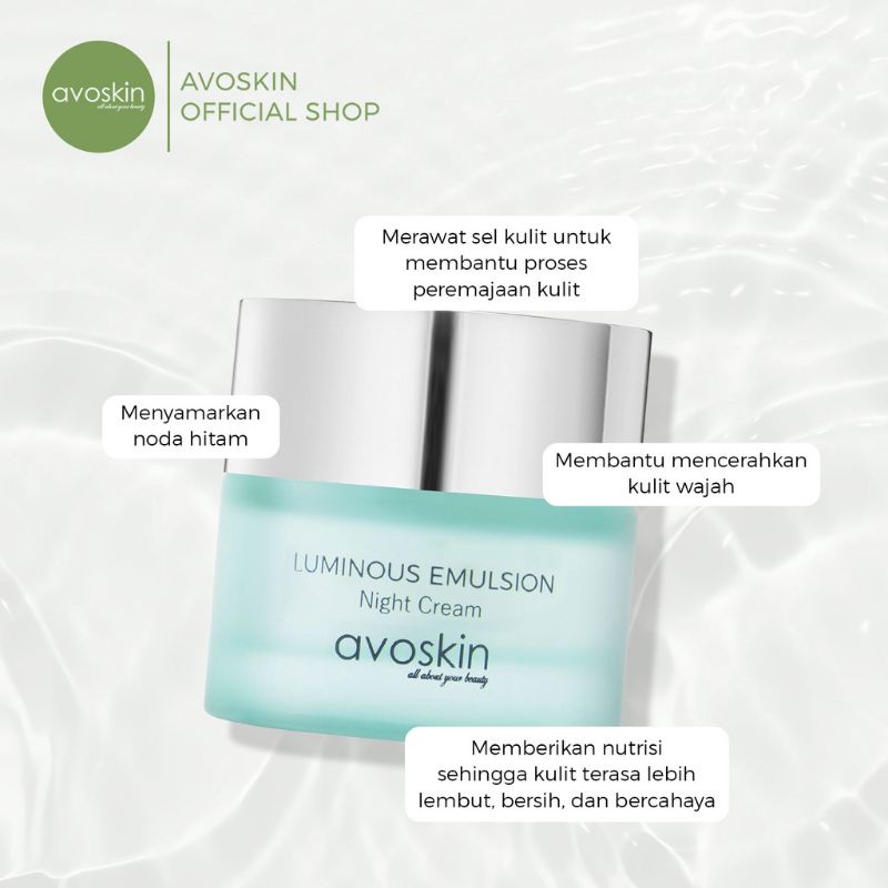 AVOSKIN Luminous Emulsion Night Cream - Creme Ultra Reparatrice | For All Skin Type - 10 g