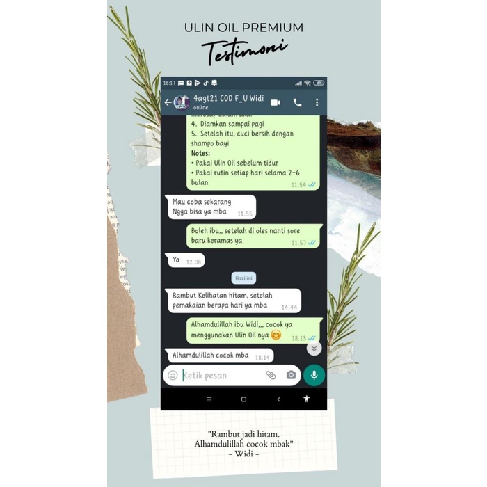 Penghitam Uban Rambut Ulin Oil Premium