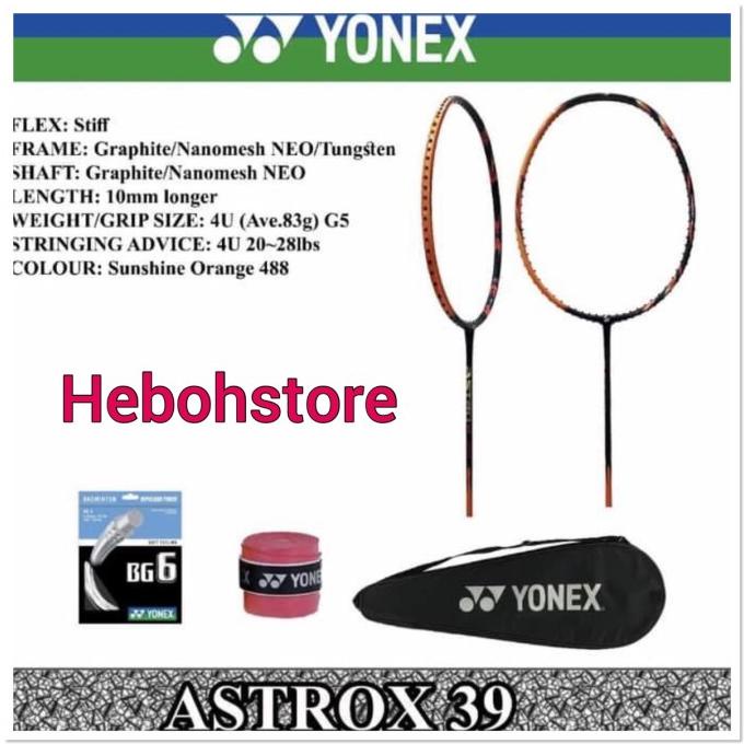 Raket Badminton YONEX TERBARU ASTROX 39 KOMPLIT ORIGINAL PROMO