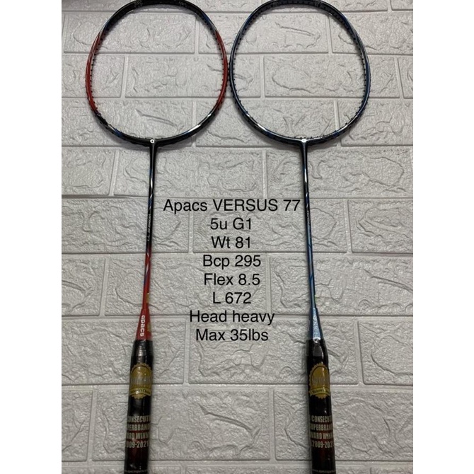 Raket Badminton APACS VERSUS 77 grip 5UG1 HEAD HEAVY KUAT 35lbs ori