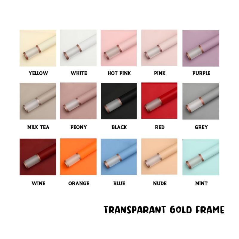 

5 Lembar Kertas Buket Cellophane Double list gold transparan
