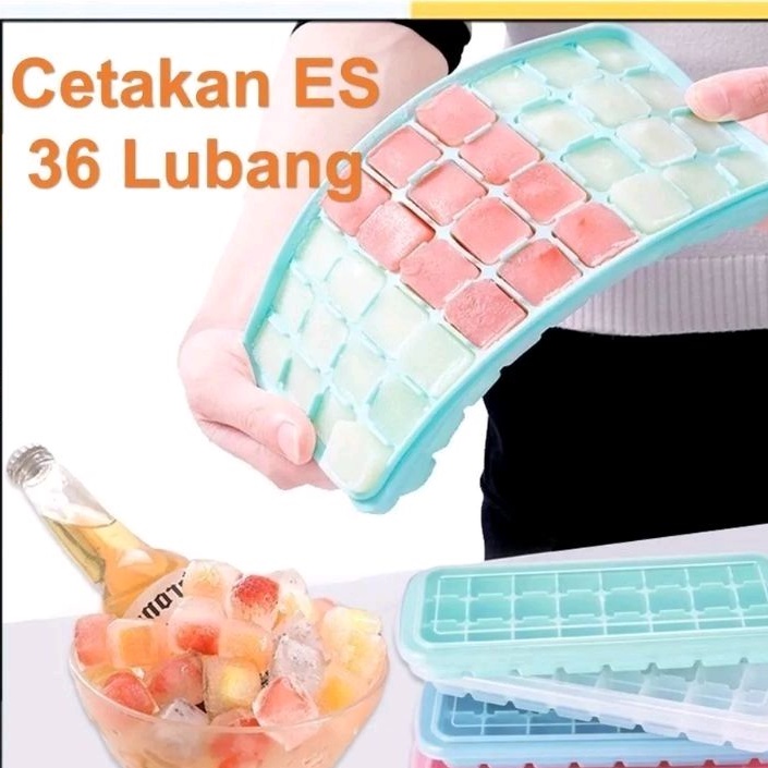 CETAKAN ES BATU SILIKON 36 KOTAK  DENGAN TUTUP IMPORT PREMIUM