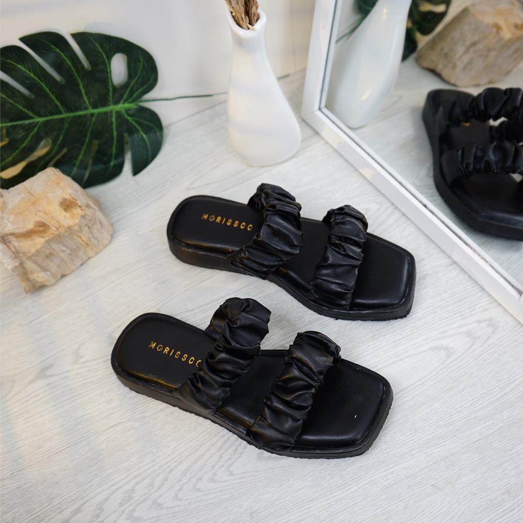 Sendal Wanita Strap Kerut Ban Dua AB 12