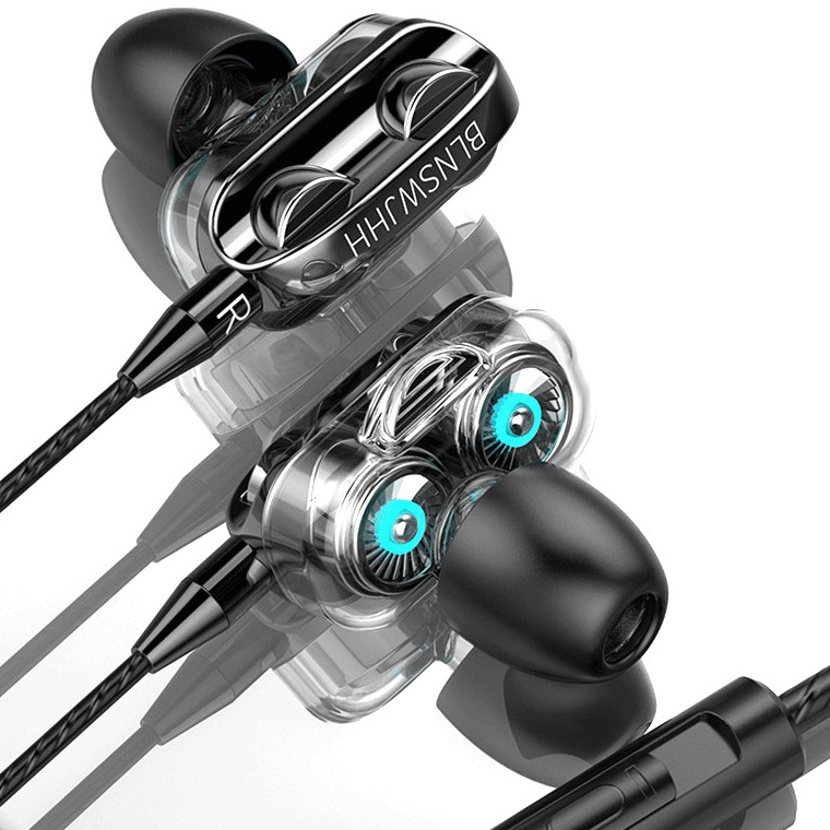 (Y✓ZA-✓) ❤❤Headset 4D Bass Double Speaker Stereo 3.5MM Wired Head Phone Murah Dual Drive with Mic ea