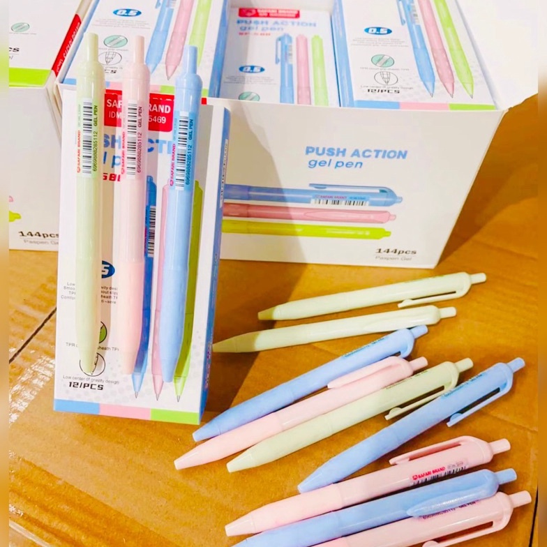 

Baru.. (1 Pack 12 Biji) Gel Pen Pulpen Pena SAFARI SF-588 Paspen Gel 0.5 mm LED