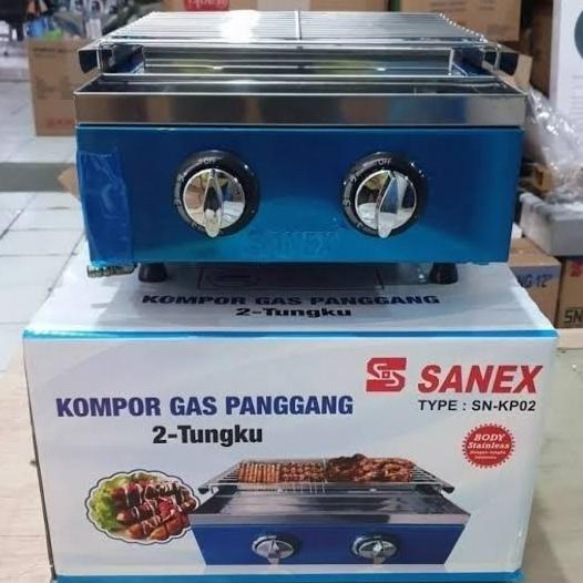 Sanex Kompor Pemanggang Sn-Kp02 Pemanggang Bakar Sosis 2Tungku Griller