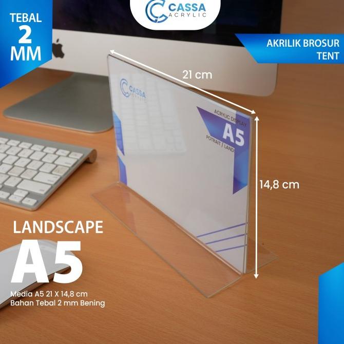 

@=@=@=@=] TEMPAT BROSUR / TENT HOLDER AKRILIK DISPLAY LANDSCAPE A5 2 SISI