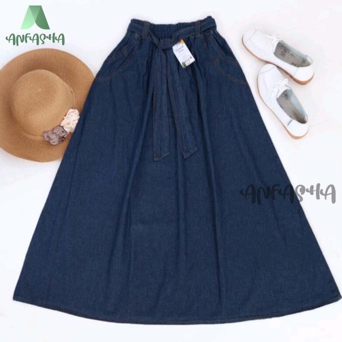 ROK DENIM PAYUNG JUMBO =Rok panjang wanita premium ORY By Toko ANFASHA