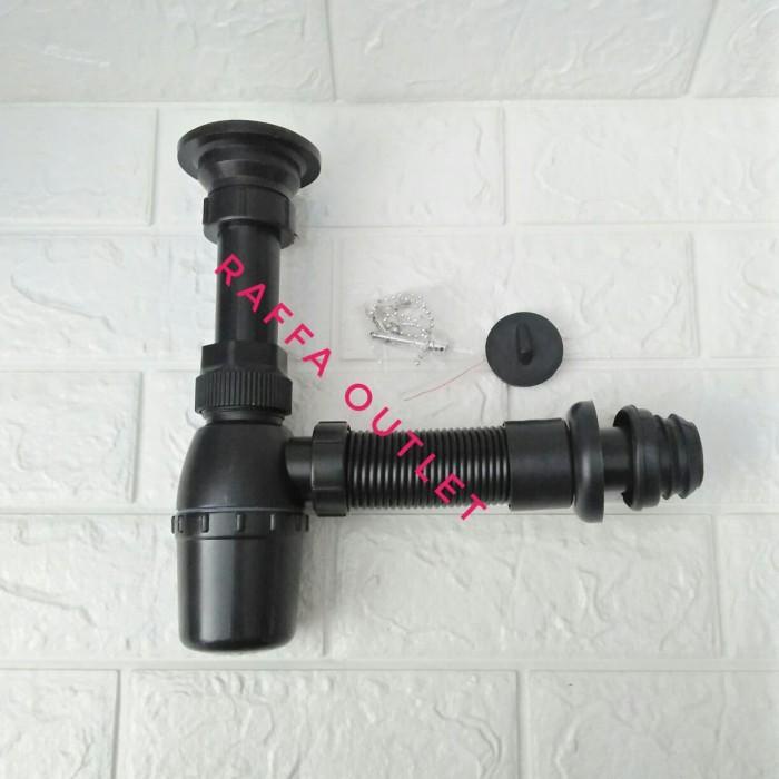 Kujo Sifon Wastafel Pvc Black/Sifon Pembuangan Wastafel