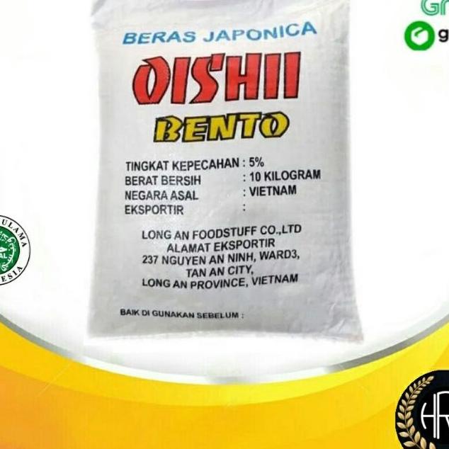 

Beras Jepang Oishii Bento 10kg REPA | Beras Sushi | Japonica Oishi Bento