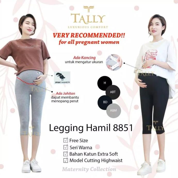 Celana Legging Ibu Hamil Selutut 3/4 Tally / Legging Bumil Tally 8851