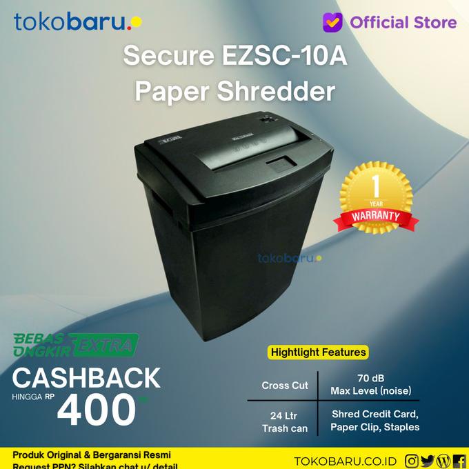 

SECURE EzSC-10A PAPER SHREDDER / PENGHANCUR KERTAS Cross Cut