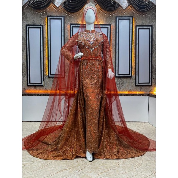 GAUN PENGANTIN JUBAH |GAUN WEDING BAHAN ELISAP |BAJU WEDDING BEREKOR | GAUN MEWAH PAYET |GAUN NIKAH|