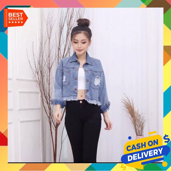 Jaket Jeans Kekinian Wanita Import Jins Levis Murah Denim Cewek J Qi136 Jaket Jeans Wanita Model Cro