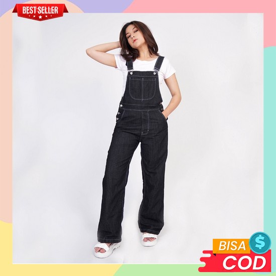 Jumpsuit Jeans Wanita Ootd Perempuan Dewasa Korean Style Remaja Cewek Korea Kekinian Overall Panjang