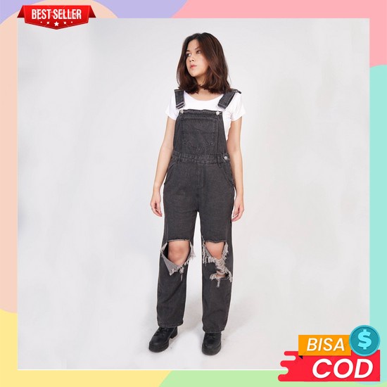 Jumpsuit Jeans Wanita Premium Import Murah Terbaru 2023 Overall Panjang Longgar Jumbo Remaja Cewek K
