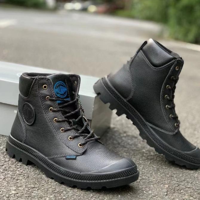 (New)Palladium Pampa Cuff WP Lux Boots Rain style Black Milled Leather