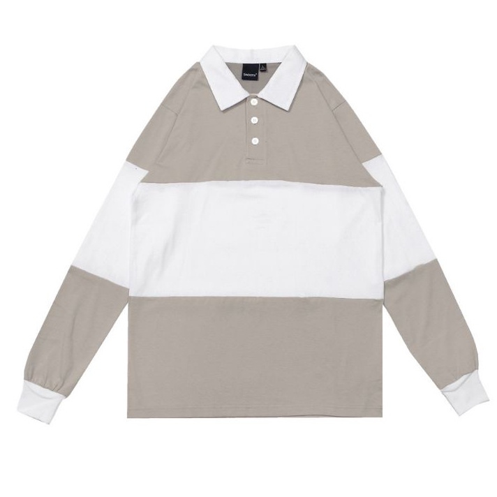 Vintage Rugby Polo Shirt Kaos Pria Wanita