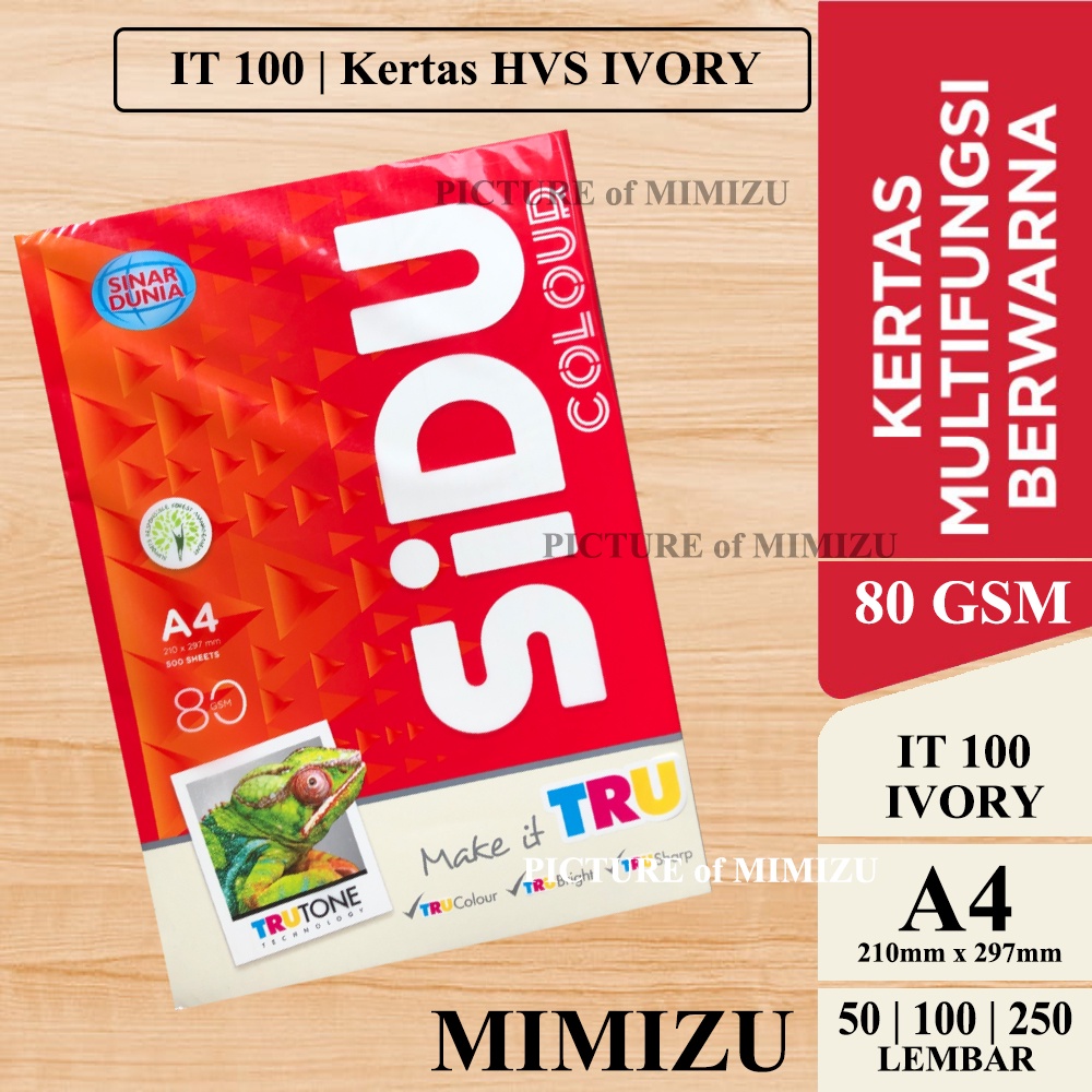 

SIDU Kertas HVS A4 80 Gsm WARNA IT100 IVORY (Putih Gading)