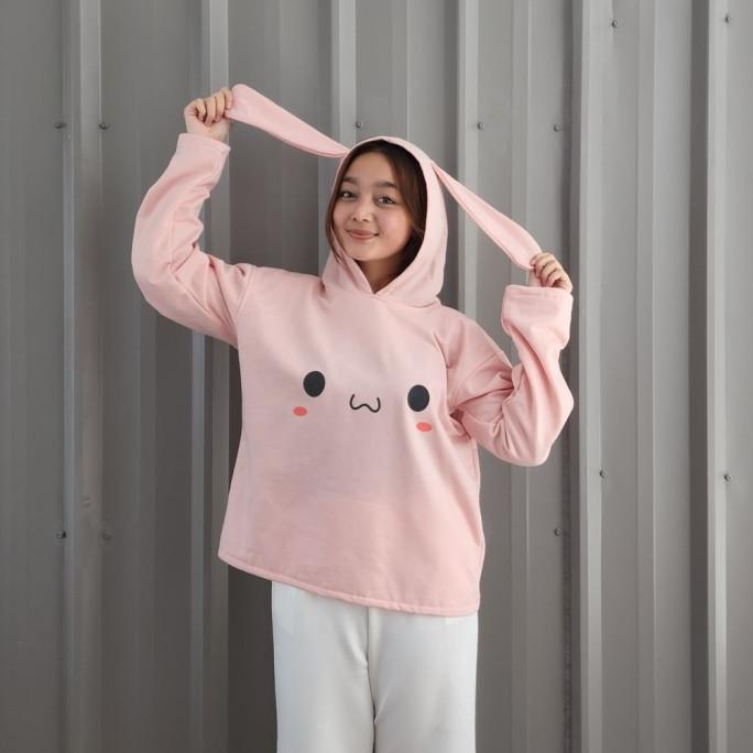 LOEKITA - HOODIE RABBIT Sweater Wanita Kuping Kelinci Bunny Fluffy