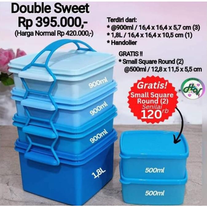 Rantang Makanan Tupperware Set / Wadah Tempat Makanan Set 4 Susun